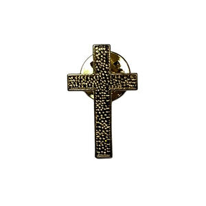 Gold Tone Crucifix Cross Tie Tack Lapel Pin Crown Logo 1" Religious